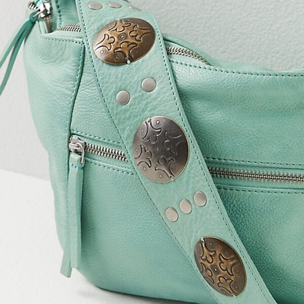 FREE PEOPLE Wilder Embellished Sling Bag NWOT in light green $98 - Picture 5 of 14